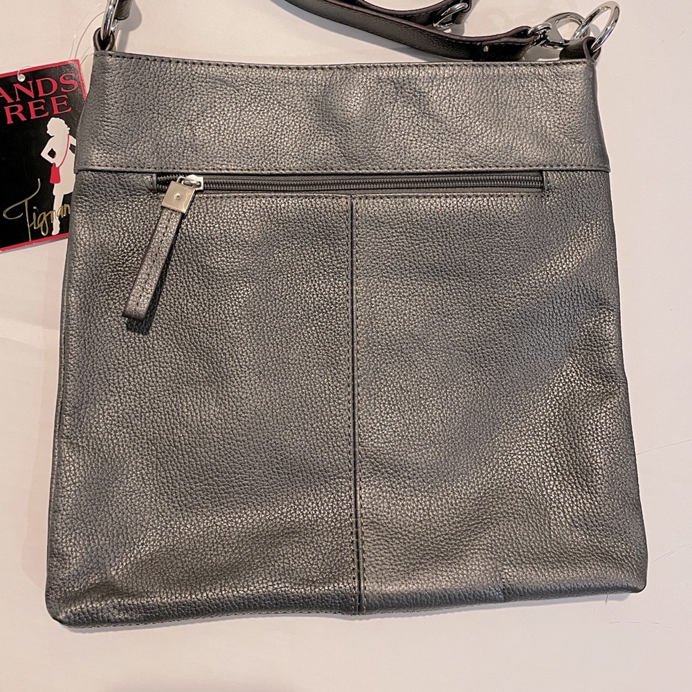 Gunmetal metallic crossbody bag